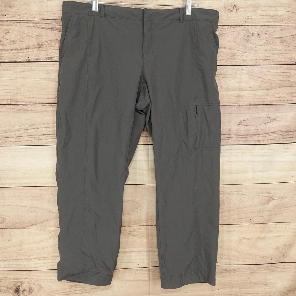 Kirkland Signature Pants Womens 16 Gray Cargo Crop Hiking Elastic Waist Stretch